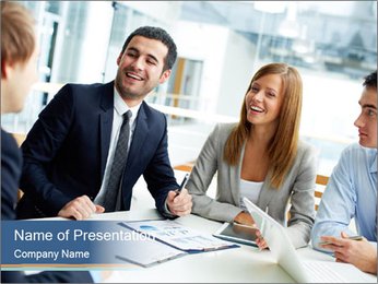 Successful Business Partnership: Image Of Professionals Enjoying A Productive Meeting PowerPoint Template