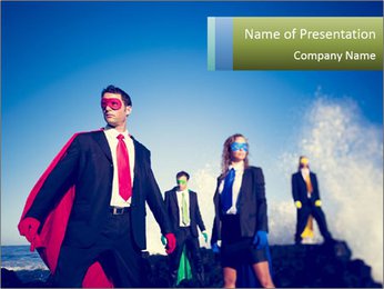 Stormy Ocean: Superheroes Conducting Business In Adverse Weather Conditions PowerPoint Template