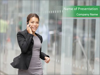 Businesswoman Talking Over Smartphone PowerPoint Template