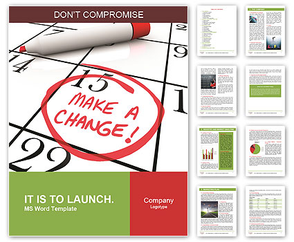 Calendar Reminder: Take Action And Create Change With Pen And Circle Around 'Make A Change' Message Word Template