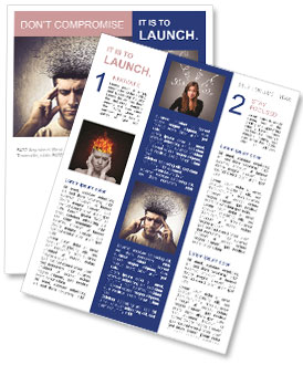 Pensive Young Man With Brain Melting Into Lines - A Visual Portrayal. Newsletter Template