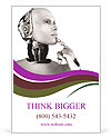 Isolated White Background Male Robot Deep In Thought Ad Template