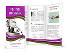 Isolated White Background Male Robot Deep In Thought Brochure Template