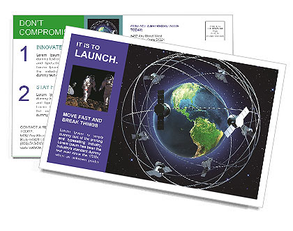 Background Of Satellites Orbiting Earth Postcard Template