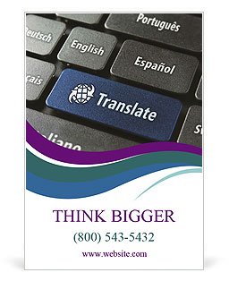 Online Multilingual Translation Concept: Close-Up Of Multi-Language Keyboard With Blue Translate Word Key (Clipping Path Included Ad Template