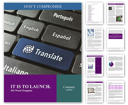 Online Multilingual Translation Concept: Close-Up Of Multi-Language Keyboard With Blue Translate Word Key (Clipping Path Included Word Template