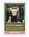 Astonished Man In A Data Center Network Environment. Ad Template
