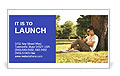 Man Using Tablet While Sitting Under A Tree. Business Card Template