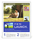 Man Using Tablet While Sitting Under A Tree. Flyer Template