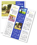 Man Using Tablet While Sitting Under A Tree. Newsletter Template