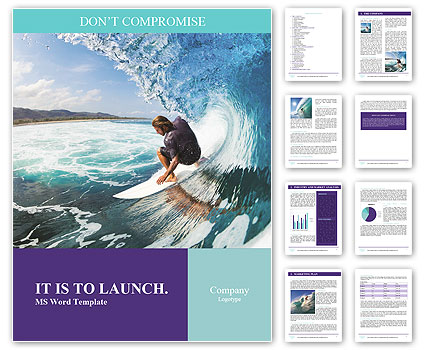 Barrel Surfing On A Blue Ocean Wave: Riding The Tube Word Template