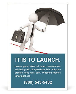 3D White Businessman Balancing Briefcase And Umbrella - Isolated On White Background Ad Template