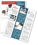 3D White Businessman Balancing Briefcase And Umbrella - Isolated On White Background Newsletter Template