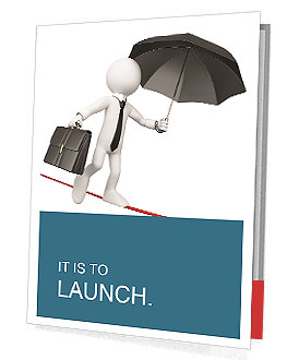 3D White Businessman Balancing Briefcase And Umbrella - Isolated On White Background Presentation Folder