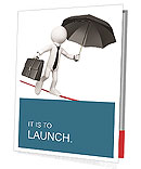 3D White Businessman Balancing Briefcase And Umbrella - Isolated On White Background Presentation Folder