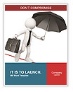 3D White Businessman Balancing Briefcase And Umbrella - Isolated On White Background Word Template