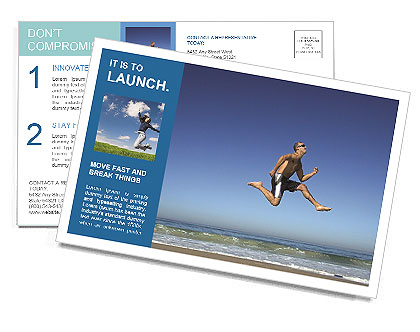 Young Guy Jumping on the Beach Postcard Template