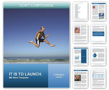 Young Guy Jumping on the Beach Word Template