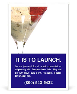 Ice Cream Decorated with Strawberry Ad Template