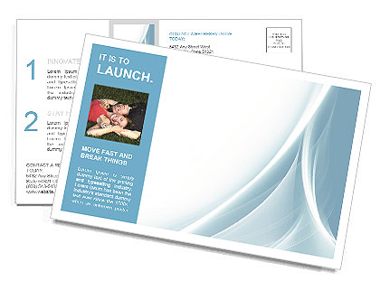 Light Blue Lines Postcard Template