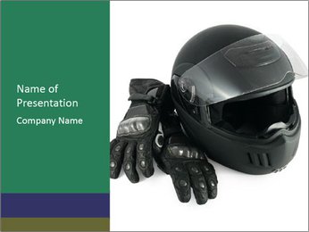 Black Racing Helm and Gloves PowerPoint Template