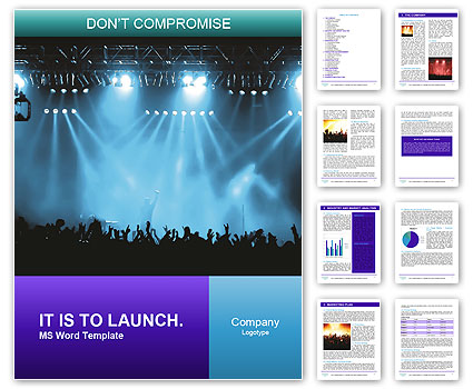 Blue Concert Illumination Word Template