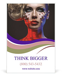 Blue and Red Colors on Woman's Face Ad Template