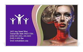 Blue and Red Colors on Woman's Face Business Card Template