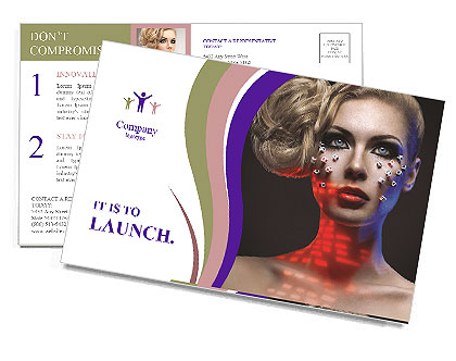 Blue and Red Colors on Woman's Face Postcard Template