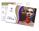 Blue and Red Colors on Woman's Face Postcard Template
