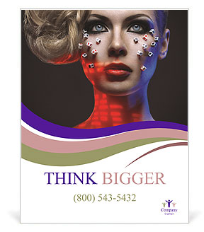 Blue and Red Colors on Woman's Face Poster Template
