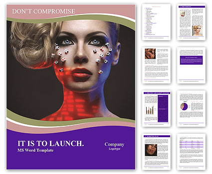 Blue and Red Colors on Woman's Face Word Template