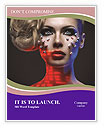 Blue and Red Colors on Woman's Face Word Template