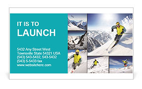 Ski Ride Collage Business Card Template