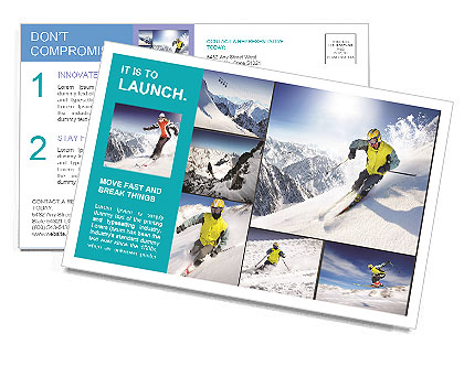 Ski Ride Collage Postcard Template