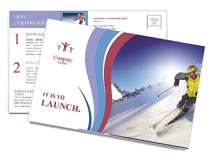Crazy Ski Ride Postcard Template