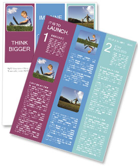 Child Playing Computer Game on Laptop Newsletter Template