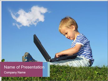 Child Playing Computer Game on Laptop PowerPoint Template
