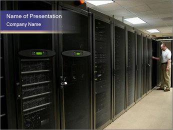 Technician in Computer Room PowerPoint Template