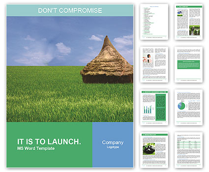 Hut in Green Field Word Template