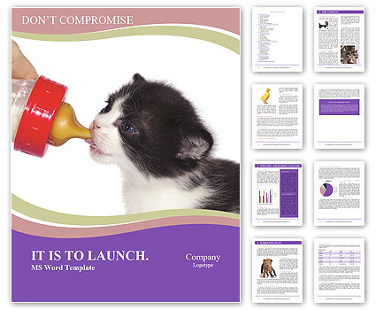 Newborn Kitten Drinking Milk Word Template