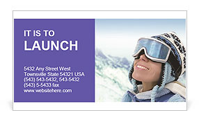 Woman Wearing Ski Costume Business Card Template