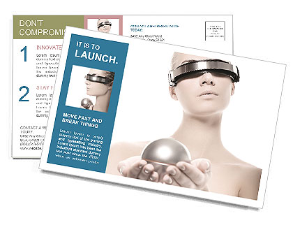Futuristic 3D Glasses Postcard Template