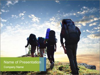 Group of Backpackers PowerPoint Template