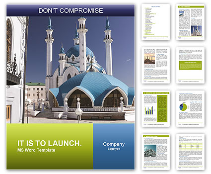 Blue and White Minaret Word Template