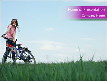Girl Cycling Alone PowerPoint Template