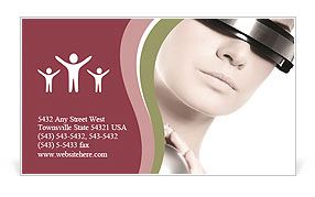 Realistic Cyber Woman Business Card Template