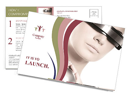 Realistic Cyber Woman Postcard Template