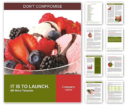 Sweet Icecream with Fruits Word Template