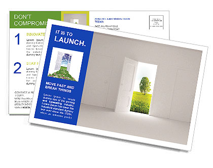 View to Green Tree from Open Doorway Postcard Template